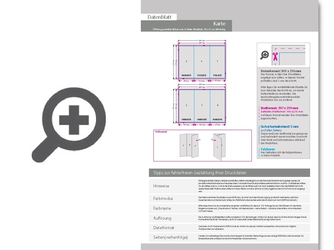 Product Bild taufkarte_din_lang_6-seiter_wickelfalz_4_4_farbig_mit_beidseitig_partieller_glitzer-lackierung