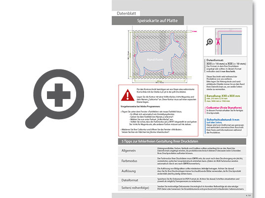 Product Bild speisekarte_auf_platte_in_hund-form_konturgefr__st___einseitig_4_0-farbig_bedruckt