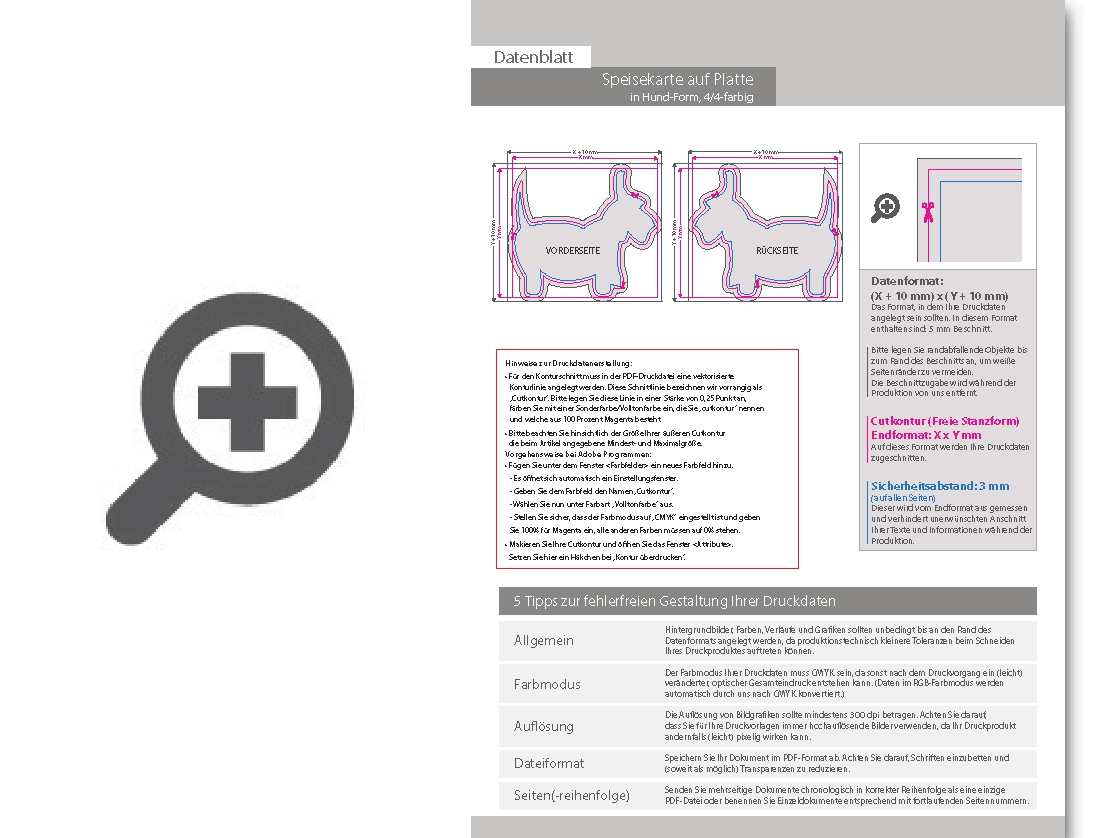 Product Bild speisekarte_auf_platte_in_hund-form_konturgefr__st___beidseitig_4_4-farbig_bedruckt