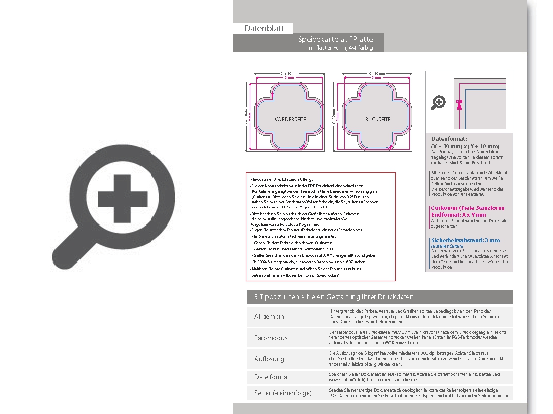 Product Bild speisekarte_auf_platte_in_pflaster-form_konturgefr__st___beidseitig_4_4-farbig_bedruckt