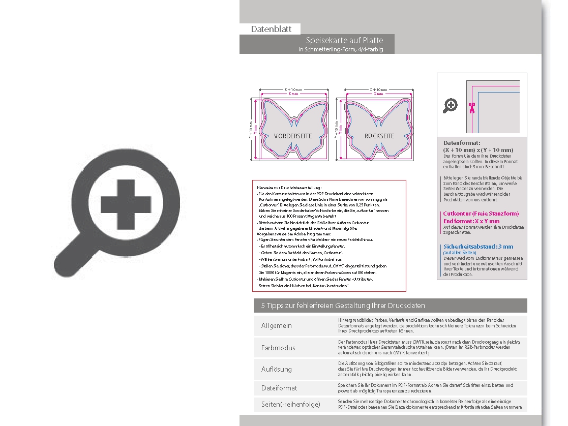 Product Bild speisekarte_auf_platte_in_schmetterling-form_konturgefr__st___beidseitig_4_4-farbig_bedruckt